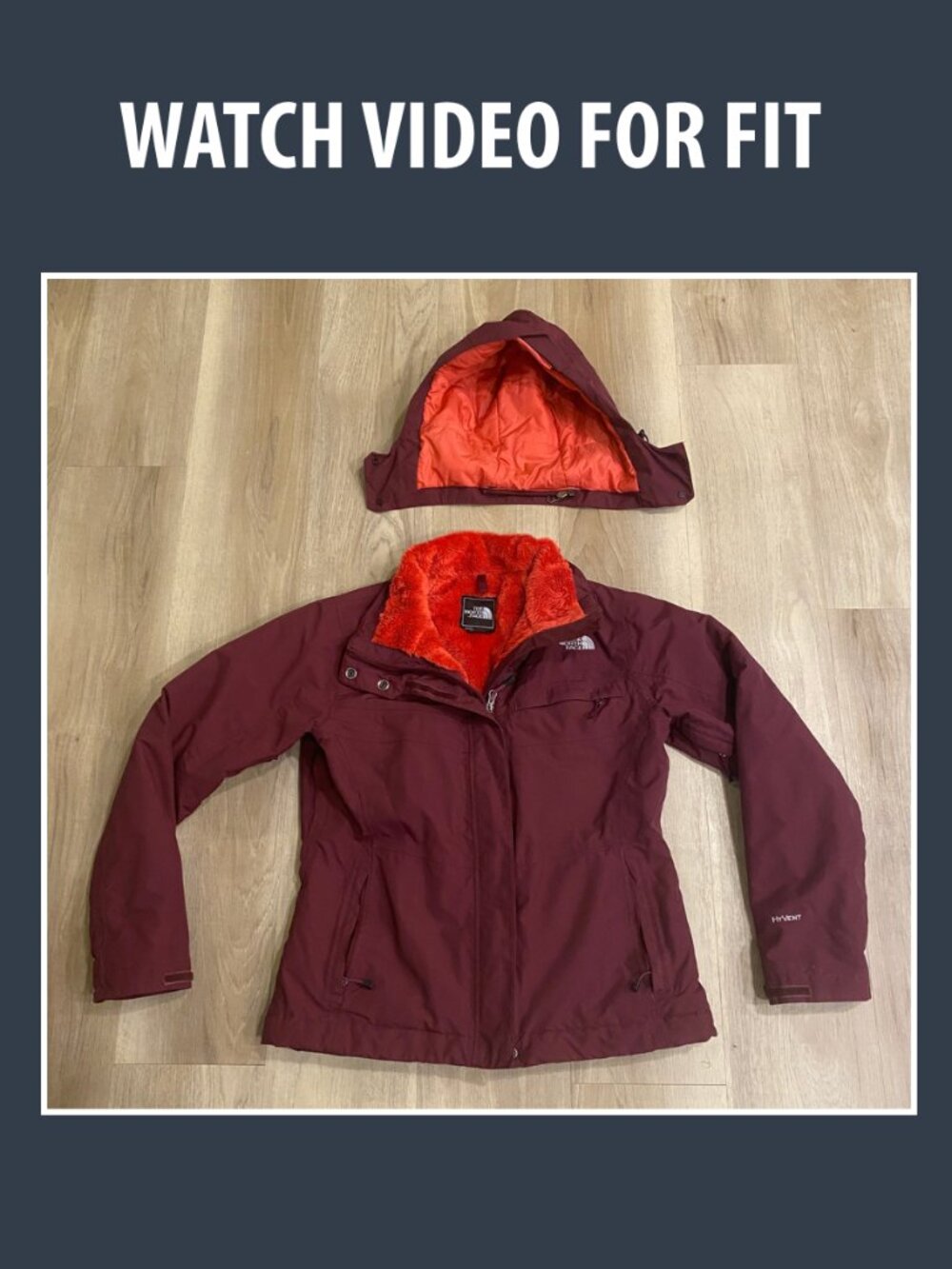 The North Face HyVent Jacket Women’s M Burgundy FleeceLined💸 FREE ITEM ELIGIBLE